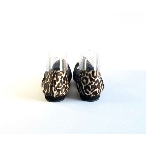 ANYI LU Ballet Flats Black Suede Leopard Calf Hair Sz 38 7.5 Cap Toe Italy - Picture 9 of 12